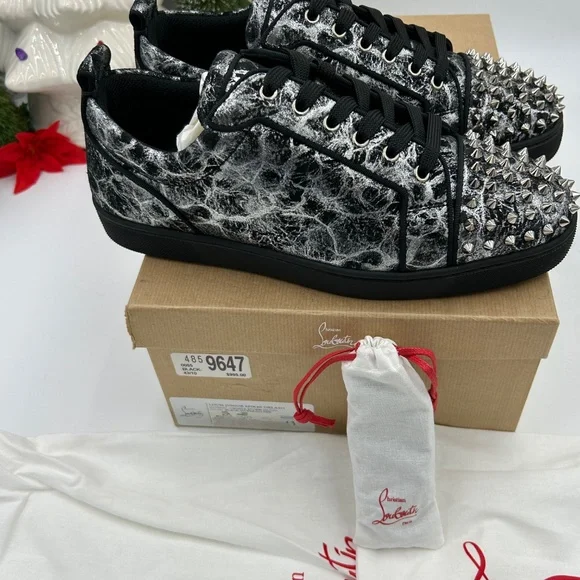 Men’s Christian Louboutin Louis Junior, black storm print leather size 43 - Picture 9 of 12